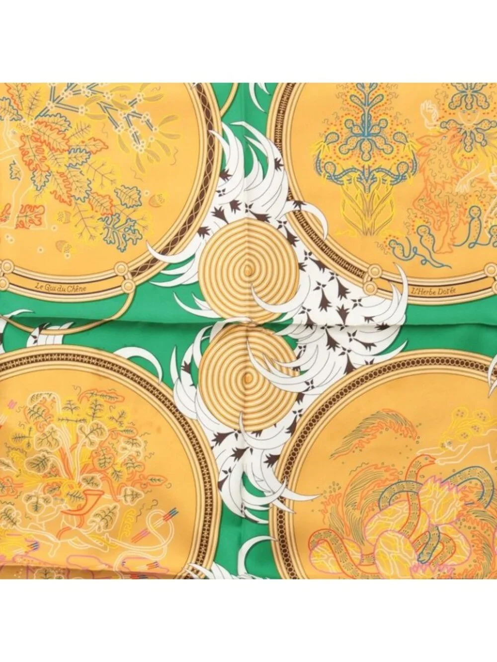 Hermes Carre 90 Silk Legende Brodee Embroidered Legend Scarf Green 90 - Picture 6 of 10